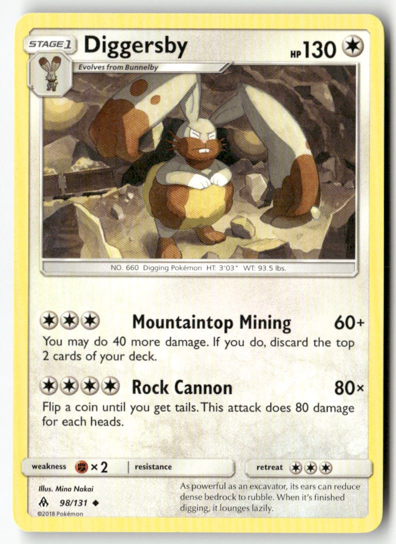 Diggersby 98/131 Uncommon Forbidden Light Pokemon Moderately Played