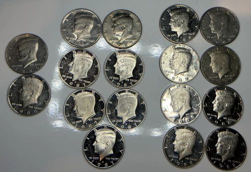 1986S (2ct), 1987S (7ct) and 1988S (8ct) Kennedy Half Dollar Circulated Proof