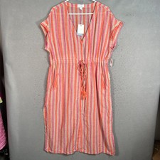 Love By Gap Womens XS Striped Multicolor Midi Dress Cotton/Modal Blend NEW!