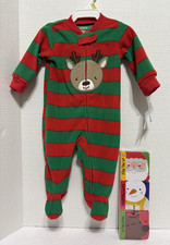 Carter's Baby Christmas Reindeer Footed Pajama 3M  Christmas Board Book Set NEW