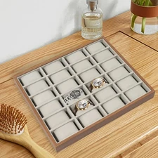 24 Compartment Watch Organizer Display Case - Walnut Grain Finish Soft Lining