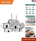 Pots and Pans Set, 3 Ply 11 Piece Stainless Steel Cookware Set, Oven Dishwash...