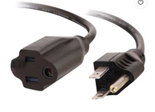 C2G 6FT Outlet Saver Power Extension Cord Black Nema 5-15P To 5-15R 03115