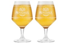 2x Menabrea Chalice Beer Glass Goblet One Pint 20oz Nucleated New 2024 CE M24