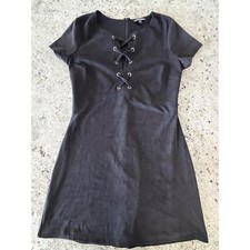 EXPRESS Black Faux Suede Lace-Up Dress — Size 8