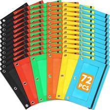 PCS Pencil Pouch for 3 Ring Binder, Zipper Pencil Pouches in 6 72 Multicolor