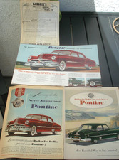 4 VINTAGE, mainly 1951 (PONTIAC Silver Anniver) collectible, paper advertising!
