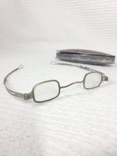 Antique 1800s Eyeglasses w Case Rectangular Small Lens Telescoping Arm Ooak Rare