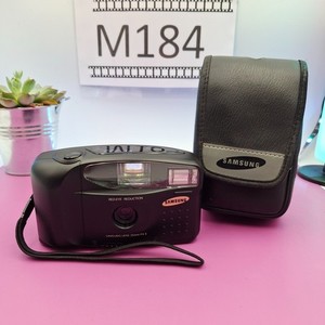 Samsung FF-222 35mm Film Point and Shoot Camera Black + Case. WORKING. refbm