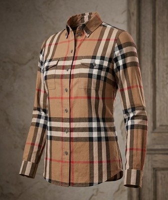 BURBERRY LONDON women s Cotton Blend Shirt W A Plaid Nova Check Pattern In Brown