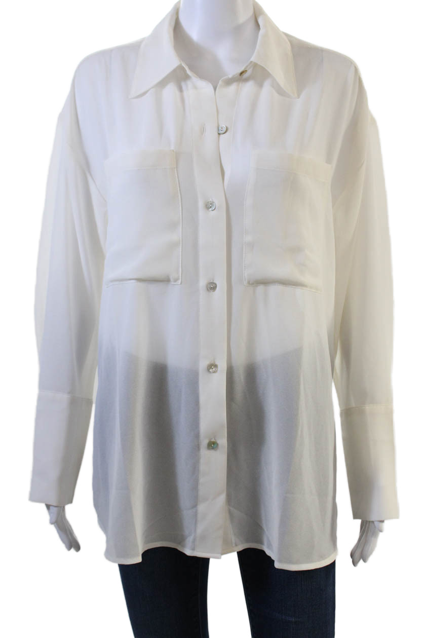 Pistola Womens Basic White Collared Button-Up Blo… - image 1