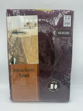 Autumn Harvest Damask Tablecloth By Linens 'N Things 60” x 104” Oblong Rouge