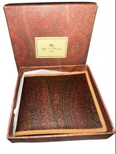 Etro Portafoglio Uomo Pelle Vintage Marrone Paisley, Bifold Italiano