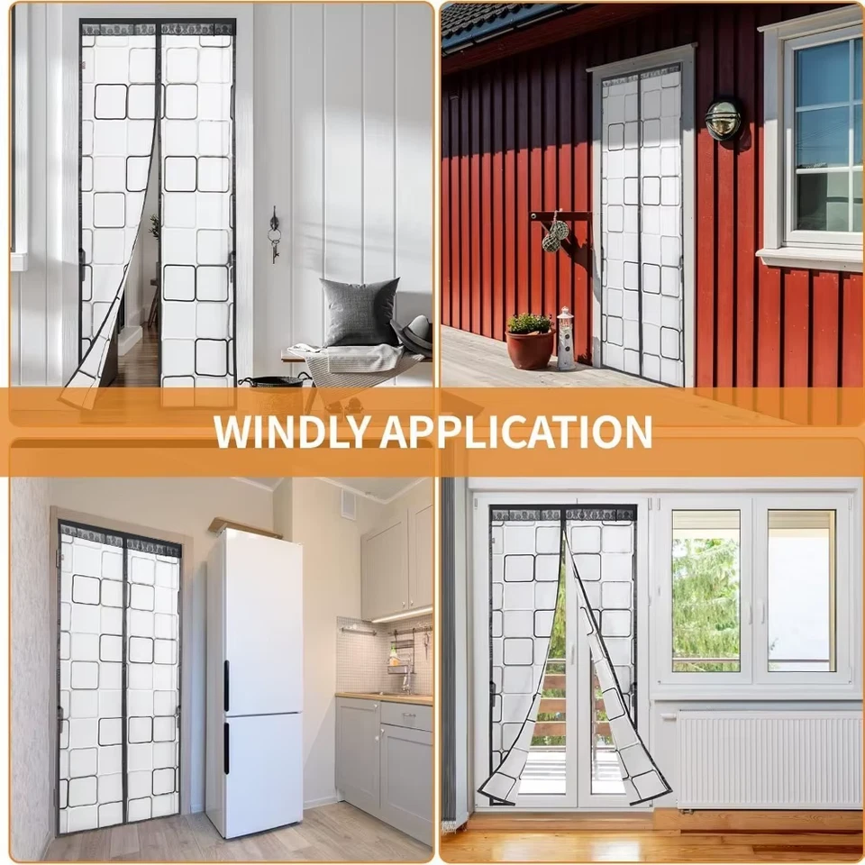 Cortina de puerta de aislamiento térmico magnético cálida para puerta de invierno viento y frío Foto 2 de 4