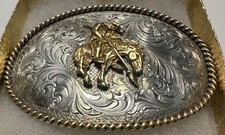 Vintage Metal Belt Buckle, Montana Silversmiths, End of the Trail, Prayer