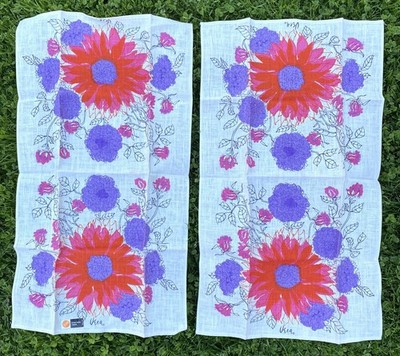 2 NWT Vtg 1960s Vera Neumann Kitchen Linen Dish Towels New w Tag Beautiful