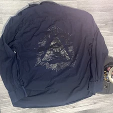 Rocawear XL 2000s All-Seeing Eye Pyramid Button Up Shirt Jay-Z Y2K Illuminati