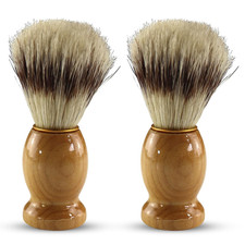 Iconikal 2-Pack Wood Handled Badger Hair Shaving Brush for Use with Aeorsol-Free