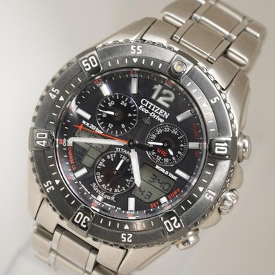 CITIZEN PROMASTER Navihawk Eco Drive PMK65-2211 Solar Black Dial Titanium Herren