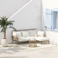 Outsunny 3 Tlg. Rattan GartenmöBel-Set Sitzgruppe Mit Kissen, Sitzgarnitur Stahl