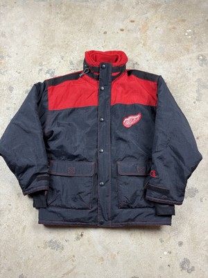 Vintage Starter Detroit Red Wings Jacket Coat Hood Full Zip NHL Mens L   EUC