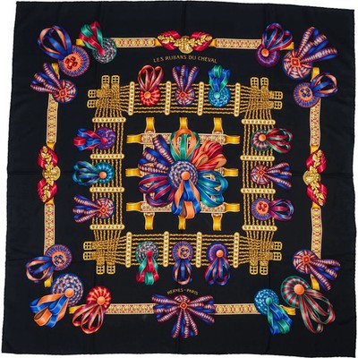 Hermès Les Rubans du Cheval Silk Carre 90 Scarf Tuch Schal