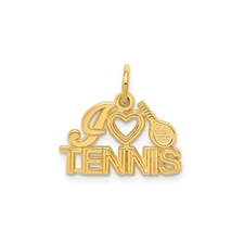 10k Yellow Gold Tennis Racket Heart Pendant Charm for Women or Unisex Players