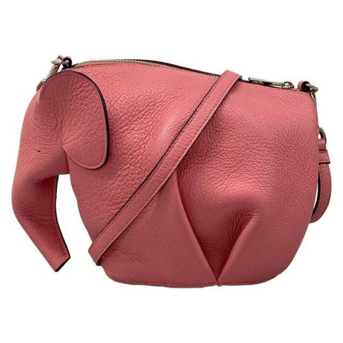 LOEWE Shoulder Bag Elephant Bag Pink Small Leather Women's Auth