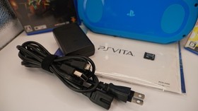 【GOOD】PS Vita 2000 Blue Console 8GB Memory Card 4 Games Charger Set B Rank JAPAN