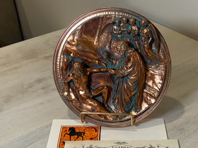 Vintage Italian Relief Plate  La Creazione di Adamo  Adam Creation w/ Cer
