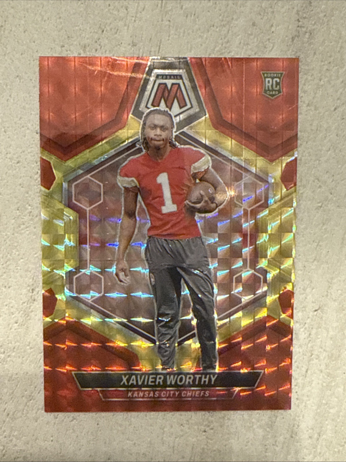 2024 Panini Mosaic Xavier Worthy #328 Choice Fusion Red & Yellow /80 #PNCARDS