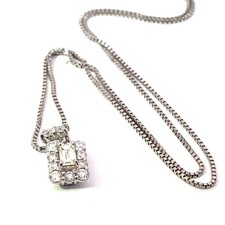 Elegant Emerald Cut Solitaire Pendant with Chain 0.12ct 0.28ct 900 850 Platinum.