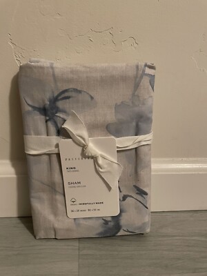 Pottery Barn Gray Florence Floral Organic Percale Sham King