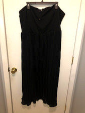 NEW Shein Curve Womens Plus SZ 5XL Sleeveless Maxi Dress Black Pleated Lined