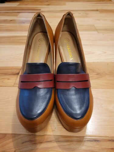 Versona Platform penny loafer style heeled chunky 