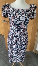 BNWT Womens LITTLE MISTRESS Denise Grey Abstract-Print Midi Bodycon Dress Size8