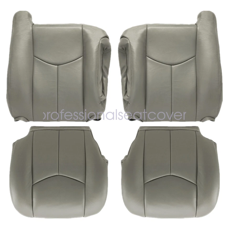 Funda de asiento delantera de cuero gris estaño y cojín de espuma para Chevy Silverado 2003-06 Foto 4 de 4
