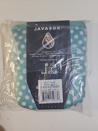 JavaSok Cold Cup Sleeve Teal Polka Dot - Med: 22-28 oz Java Sok Coffee Venti NEW - Picture 3 of 4