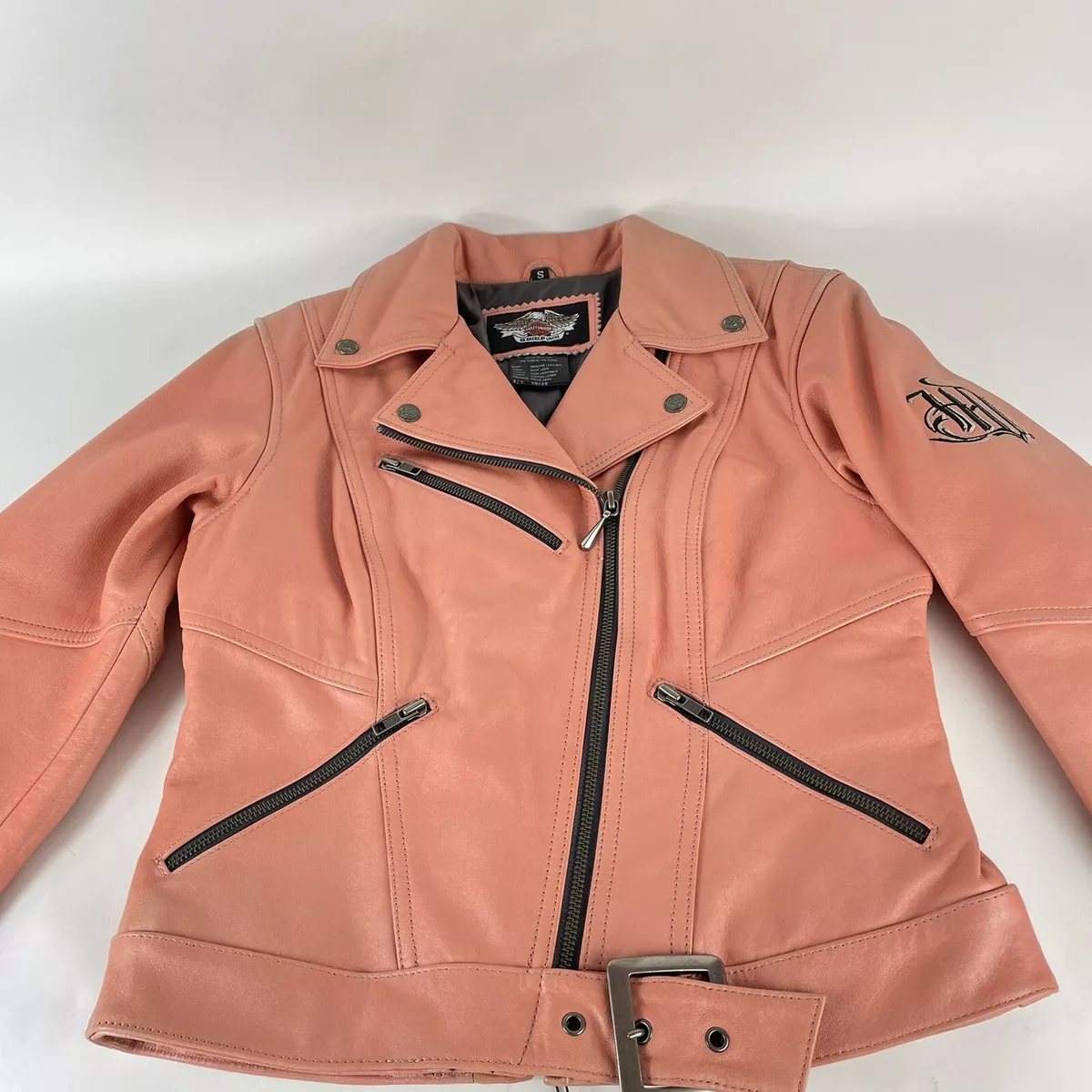 Peach colour leather best sale jacket