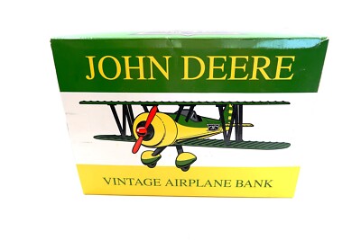 LIBERTY CLASSICS JOHN DEERE Vintage Airplane Diecast Bank by Spec Cast 1993 NEW