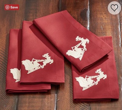 Pottery Barn Holiday Embroidered Napkin Set Of 4 Ebay