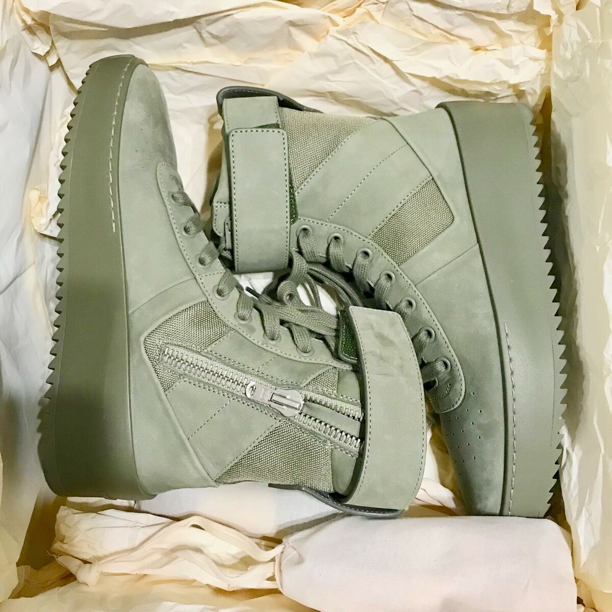 Fear of God Army Green Nubuck Leather Cordura Military High Fear of God Army Green Nubuck Leather Cordura Military High