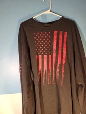 Hot Leathers American Flag Bullet Shells Mens Graphic Long Sleeve Shirt