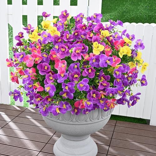 Dolicer 8 Bundles Look Real Artificial Flowers for Outdoors, UV Resistant Fake O