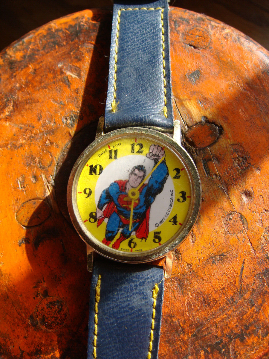 無料配達 VINTAGE SWISS CO & DABS WRISTWATCH SUPERMAN COMICS DC 1977 その他