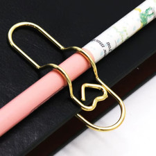 15Pcs Love Shaped Metal Paper Clips  Bookmark Memo Holder Office School Set