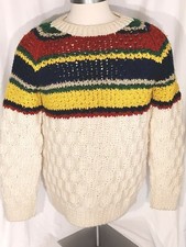 RARE VINTAGE Puritan Hand Made Chunky Knit Fair Isle Fisherman's Ski Sweater L