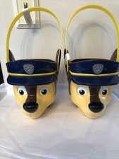 Set Of 2 Paw Patrol Marshall Easter Baskets Plastic Buckets Pails - NEW 