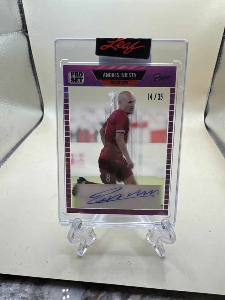 2023 LEAF PRO SET PURE SOCCER ANDRES INIESTA PINK PARALLEL AUTO CARD # /35