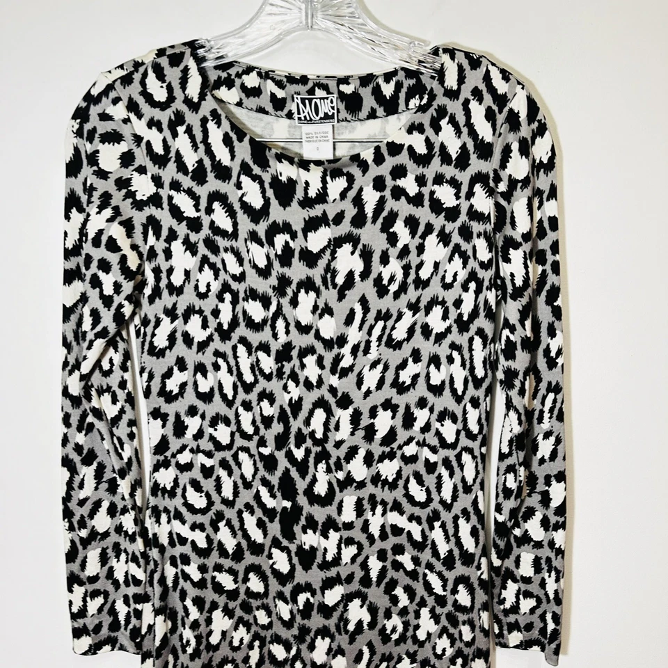 $338 Vestido Diane Von Furstenberg Raro 100% Seda Leopardo Talla 0 Gris Negro Foto 2 de 4